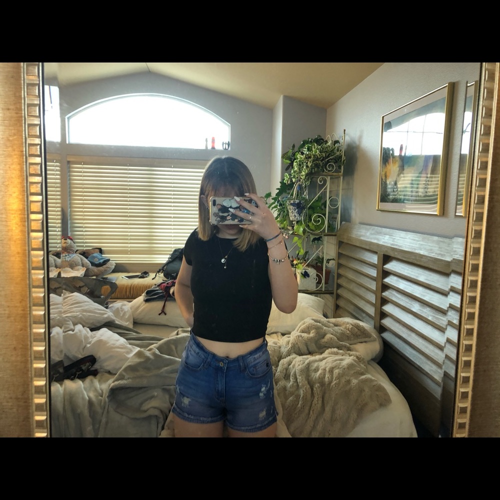 blue jean shorts